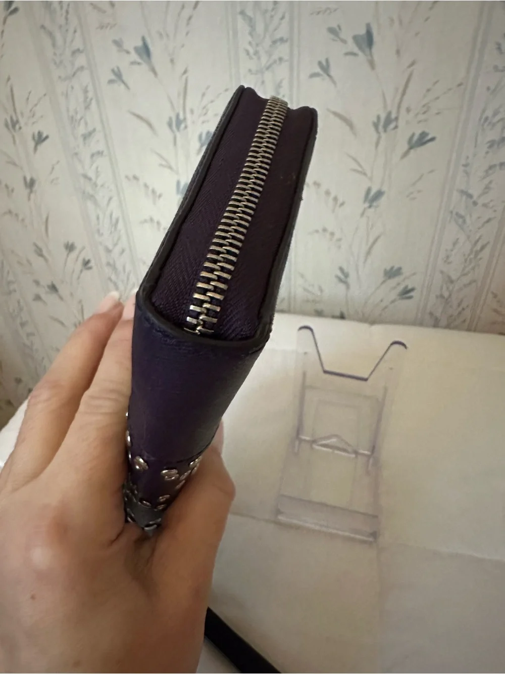 Michael Kors Plum Saffiano Studded Wallet